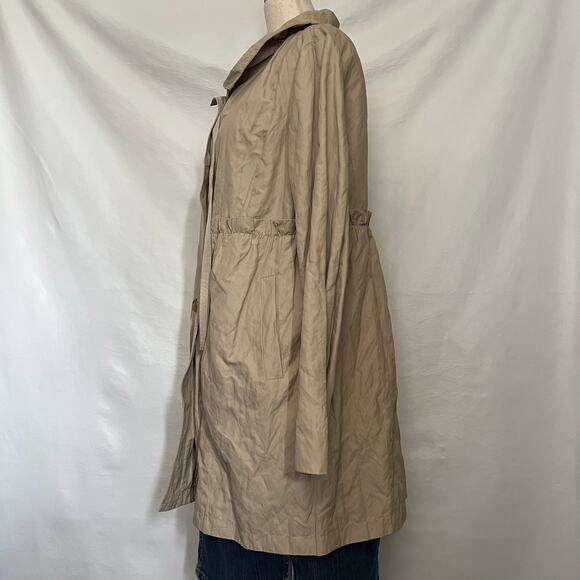 Loft Ruffle Waist Trench Womens Coat Sz S Cottage Boho Romantic Preppy Workwear - Picture 5 of 13